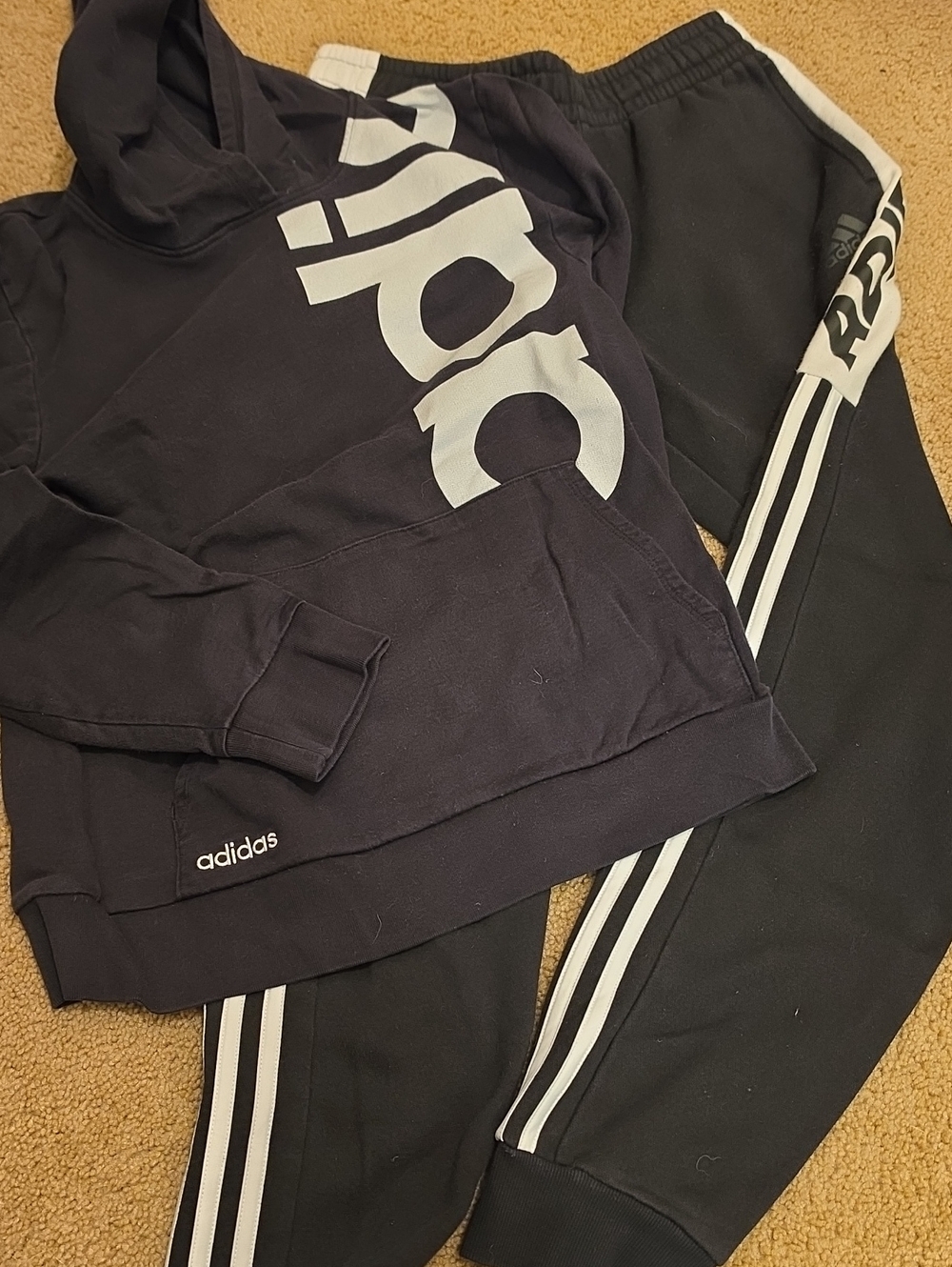Kids Adidas Sweatshirt & Pant Black & White